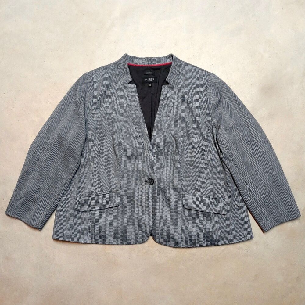 TALBOTS Aberdeen Herringbone Blazer Jacket Womens Plus Size 22W Petite - Picture 2 of 10